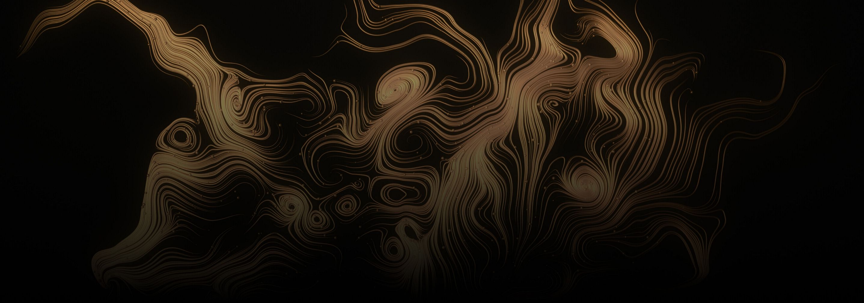 Golden tendrils on a black background.